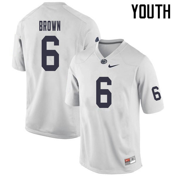 NCAA Nike Youth Penn State Nittany Lions Cam Brown #6 College Football Authentic White Stitched Jersey VBO7298XD